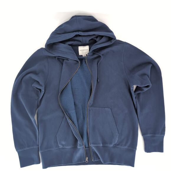 American Eagle Navy Blue Relaxed Fit Full Zip Hooded Sweatshirt Hoodie - Size M - Picture 3 of 10
